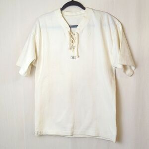 The Earth Collection UK Ivory Cotton Shirt Size Large Fits like a Medium